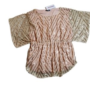 NWT Pretty Guide Women's Rose Gold Sequin Lined Party 1920 Era Tops Size XXL